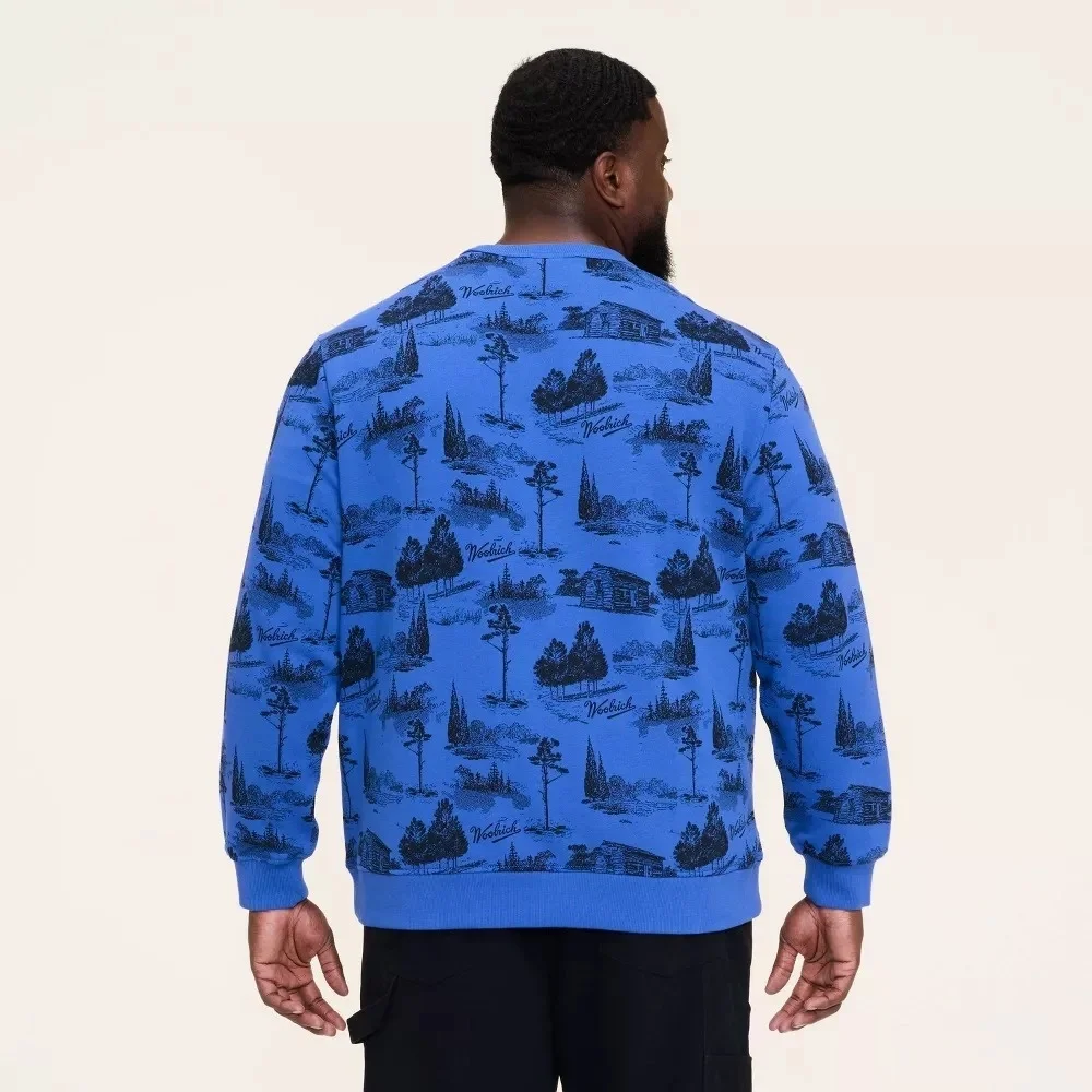 Woolrich x Target Men's M / Medium Toile Print Pullover Sweatshirt Blue Crewneck